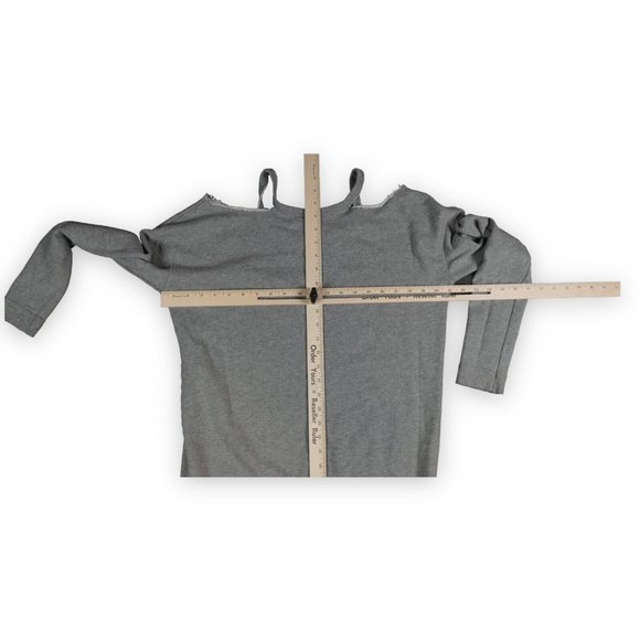 Free People Sweater Top Small Grey Cold Shoulder Pullover Embroidered 18 - Picture 3 of 9